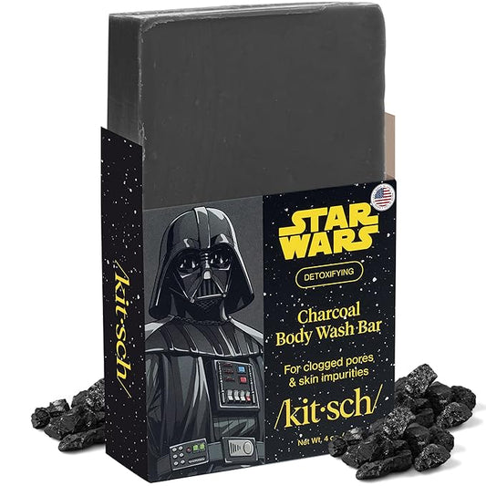 Kitsch Charcoal Soap Body Wash Bar x Star Wars Darth – Detoxifying Bar Soap w/Activated Charcoal – Gently Removes Excess Oil & Impurities, Clears Pores, Firms & Moisturizes Skin – Made in USA - 4 oz