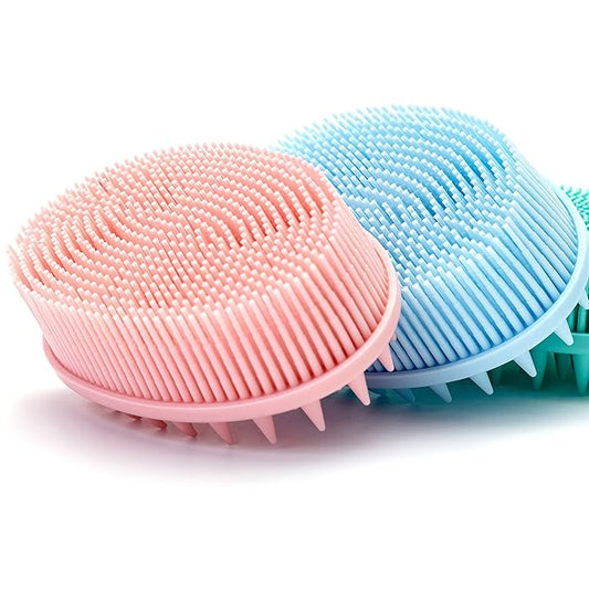 Premium Sensory Brush for Kids or Autism,Soft Silicone Body Scrubber,2 in 1 Sensory Room Occupational Therapy Sensory Brushes,Silicone Loofah,Pets Shower Brush Bath Brush Shampoo Brush(Spikes-Pink)