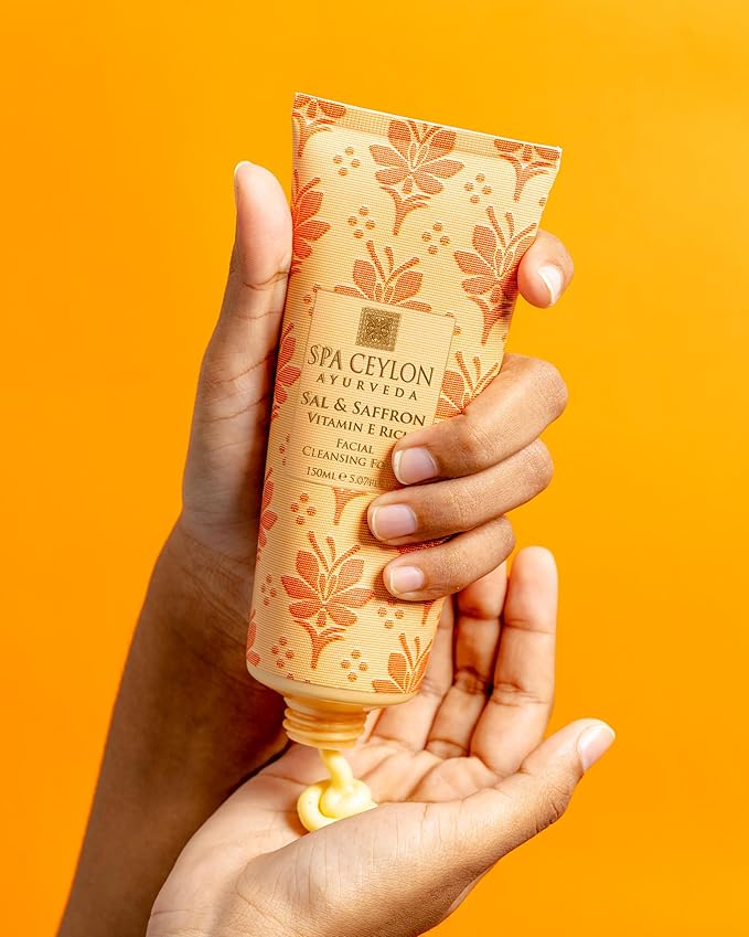 SPA CEYLON Sal and Saffron Vitamin E Enriched Facial Cleansing Foam | Gentle Cleanser | Hydrating | Skin Radiance