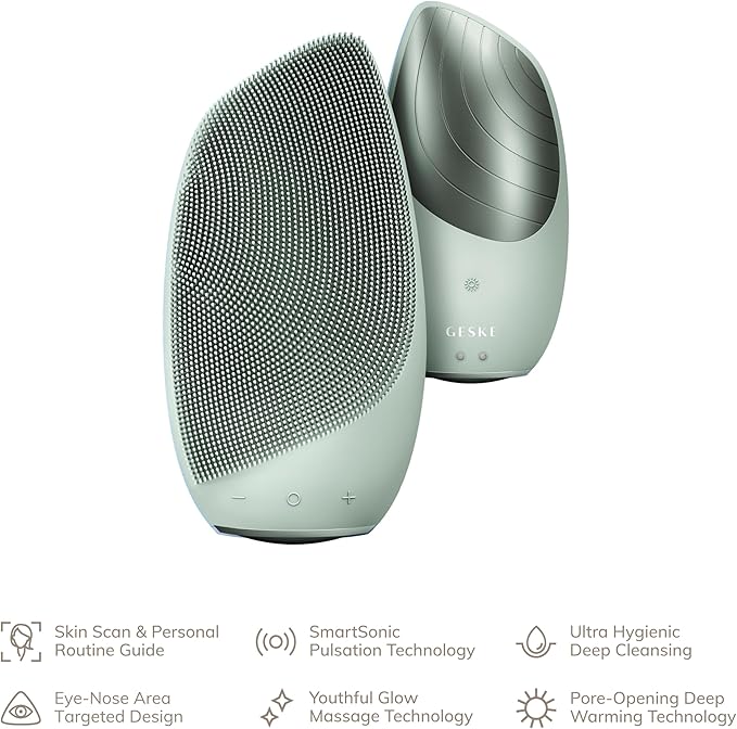 GESKE SmartAppGuided Sonic Thermo Facial Brush | 6 in 1 | Skin Cleansing | Cleansing Brush with Thermal Function | Electric Facial Massager