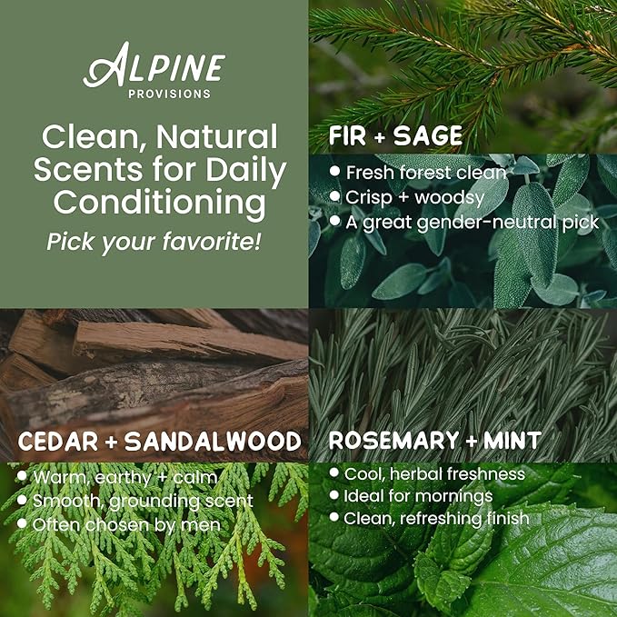 Alpine Provisions Cedar & Sandalwood Organic Conditioner - Natural, Moisturizing, & Strengthening w/Essential Oils, Sunflower oil & Aloe Vera, Vegan, Sulfate - Plant-Based Hair Care - 16.9 FL Oz
