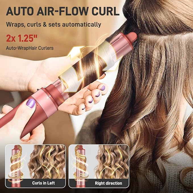 5 in 1 High-Speed Hot Air Styler - Professional Frizz-Free Hair Dryer Brush, Fast Drying Hair Dryer, No Heat Damage Air Styler Wrap - Curl, Volumize, Straighten with Travel Bag Gift for Women