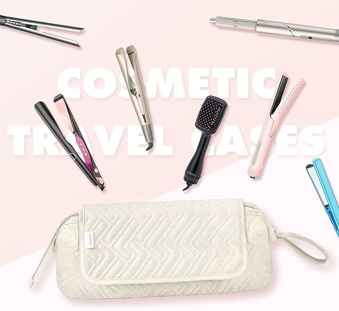 Leudes Hair Tools Travel Bag for Women Heat Resistant Mat for Travel Essentials Hot Tools Straighteners,Flat Irons,Curling Iron,Hot Air Brushes and Hair Dryer Organizer Bags 2 in 1 (Beige)