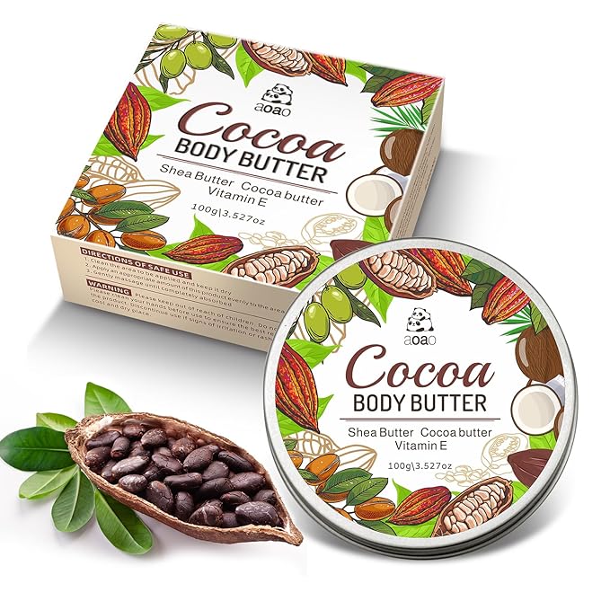 Body Butter for Rough Dry Skin - Deep Hydrating Treatment That Absorbs Rapidly, Non-Greasy Daily Moisturizer for Long-Lasting Nourishment with Cocoa & Shea Butter, Silky Smooth Skin, 100g/3.527oz