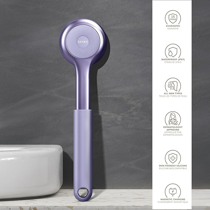 GESKE Sonic Full-Body Brush & Intensive Exfoliator | 8 in 1 | Electric Body Cleansing Brush | With SmartSonic Pulsations | Deep Cleansing, Exfoliation, Massage | Extendable Handle | Rough Skin Remover