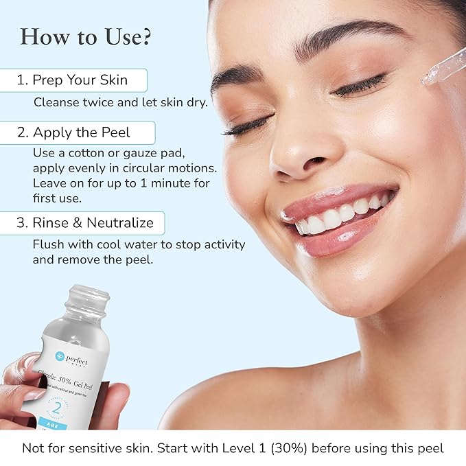 Glycolic Acid 50% Gel Peel - Enhanced with Retinol & Green Tea Extract (Professional Skin Peel)1 ounce