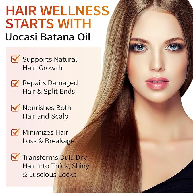 Uocasi 100% Pure Batana Oil for Hair Growth 2-Pack, Unrefined Raw Oil to Thicken Hair, Prevent Hair Loss & Dryness – Natural Hair Strengthening Treatment, 4.04 Oz
