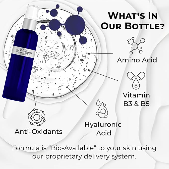 BIONOVA Bioactive Cleanser Normal to Dry Skin - Facial Cleanser Provides a Gentle Deep Clean, Oil-Free, Sulfate-Free, Ultra-Hydrating and Moisturizing Treatment (4.5 fl oz)