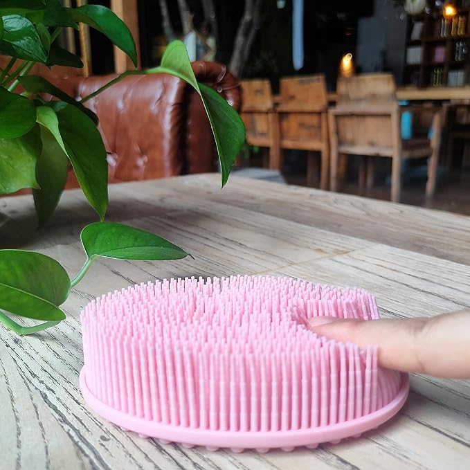 Premium Sensory Brush for Kids or Autism,Soft Silicone Body Scrubber,2 in 1 Sensory Room Occupational Therapy Sensory Brushes,Silicone Loofah,Pet Shower Brush Bath Brush Shampoo Brush(Big Oval-Pink)
