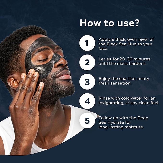 Neptune Black Sea Mud Scrub 3 Fl Oz | Deep Cleansing & Exfoliating Face Scrubber for Acne, Razor Bumps & Redness | Hydrates & Soothes Skin with 100% Natural, EWG Verified Ingredients