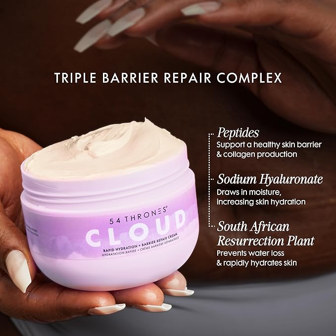 54 Thrones Barrier Repair Cloud Cream, Ultimate Hydrating Skin Care, Hydrating Peptide Moisturizer, Skin Repair Cream, Active Repair, Egyptian Lavender + Moroccan Mint