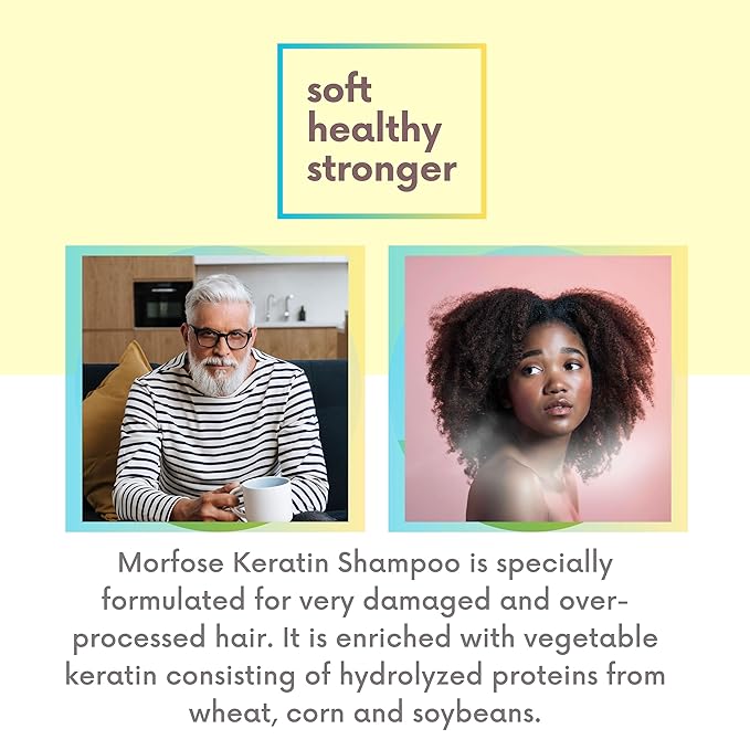 Morfose Keratin Shampoo for Very Damaged and Processed Hair - Infused with Keratin Protein for Silky Softness, Enrichment, Easy Combing, Smoothness, and Strength, 33.81 Fl Oz
