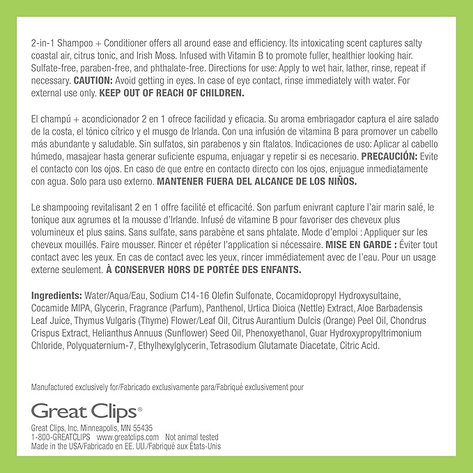 GREAT CLIPS LATITUDE 2-in-1 Shampoo + Conditioner | Daily Shampoo and Conditioner Set for Men | Promotes Full + Healthy Hair | 12oz