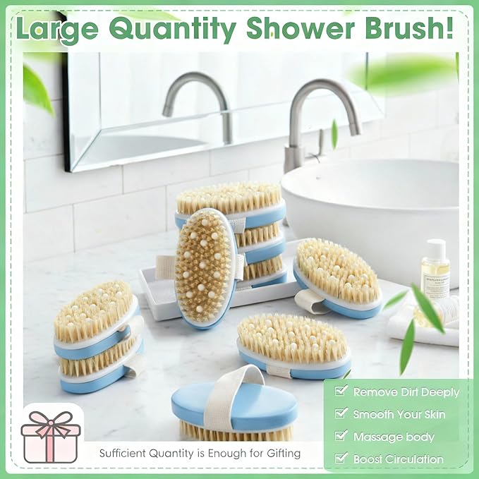 Gejoy 10 Pcs Dry Brushing Body Brush Exfoliating Brush with Massage Nodule Dry Skin Body Scrubber for Shower Bath Back Circulation Improvement Dead Skin Exfoliator (4.92 x 2.56 Inches,Sky Blue)