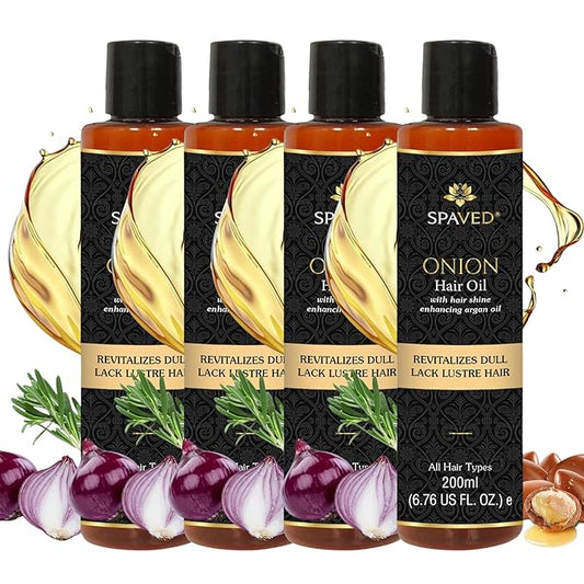 Onion Hair Oil with Rosemary & Argan – Natural Hair Oil for Hair Growth, Dandruff & Itchy Scalp – Vitamin E, Jojoba Oil – Sulfate-Free, Paraben-Free