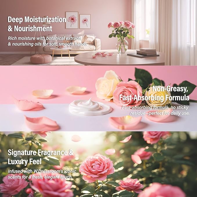 W.Dressroom Moisturizing Hand Cream for Dry Hands, Non-Greasy, Quick-Absorbing Korean Hand Lotion, Travel Size 1.69 fl oz (50 ml), No.514 May Rose Shop Scent