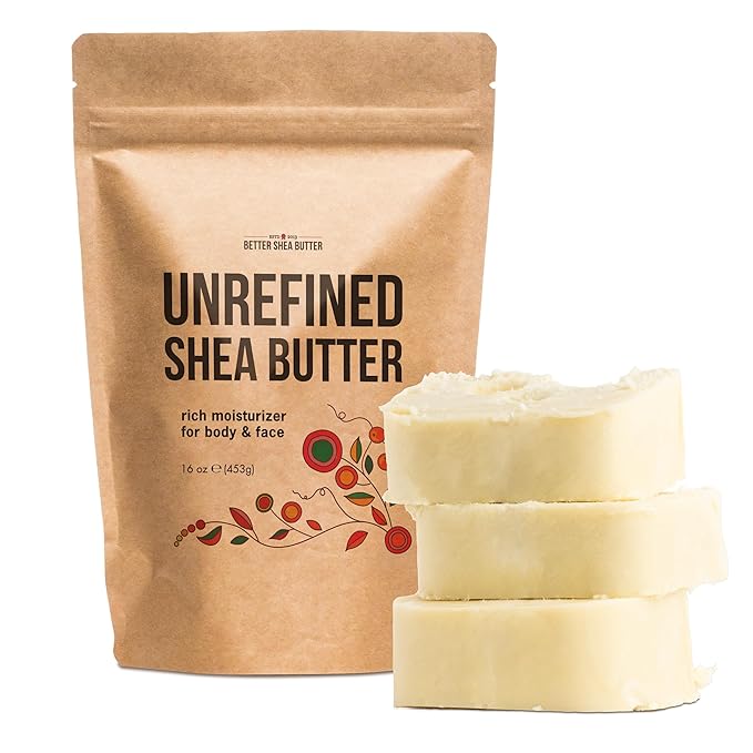 Raw Shea Butter - 100% Pure African Shea Butter for Hair and Body | with Natural Smoky Scent | Unrefined Moisturizer for Dry Skin, DIY Lip Balm, Body Butter and Soap 1lb Bar