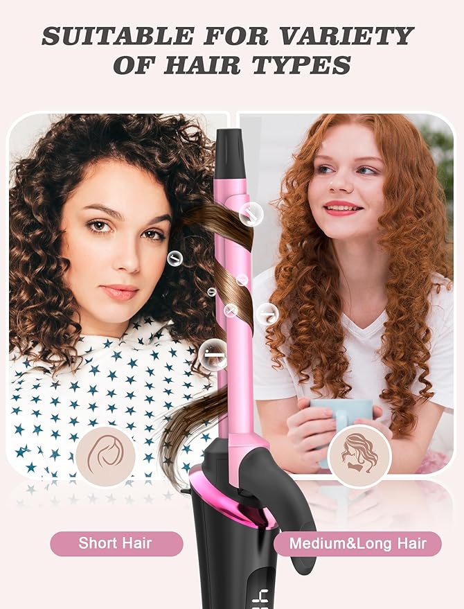 Mini Curling Iron for Travel,110~240V Dual Voltage with European Plug Adapter,Small Curling Iron for Short Hair,1/2 inch Ceramic Curling Irons for Women,Small Barrel for Bouncy Curls,5 Digital Temp