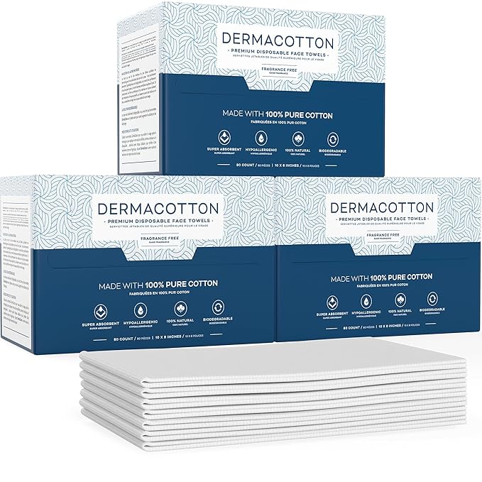 100% Pure Cotton Face Towels – 240 Count Large Disposable Wash Cloths for Face Washing, Makeup Removal & Acne Care | Ultra Soft, Hypoallergenic & Fragrance-Free