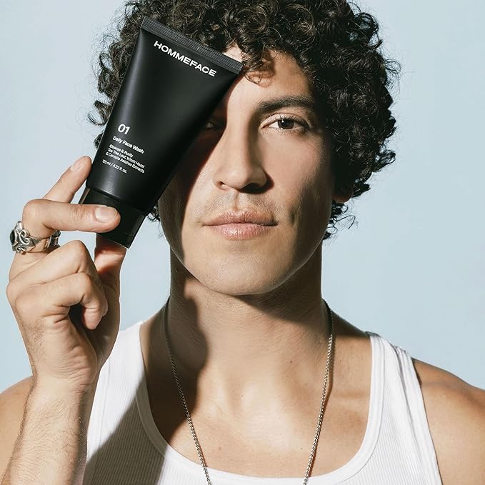 HommeFace 2-Pack Daily Face Wash for Men, Gentle Facial Cleanser for Deep Cleansing with Collagen, Hyaluronic Acid & Witch Hazel Extract