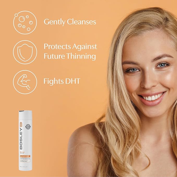 BosRevive Nourishing Shampoo for Noticeably Thinning Hair (Color Safe) – DHT Blocker, Sulfate-Free, Vegan Formula with Biotin, Saw Palmetto & Rosemary – Strengthens & Volumizes – 10.1 Fl Oz