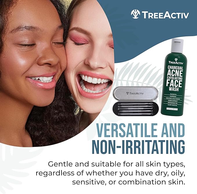 TreeActiv Pimple Popper Tool Kit with Face Wash and Acne Patches, Professional Blackhead Remover Tools Facial Kit, Stainless Steel Blackhead Extractor Tool, Blemish Blackhead & Whitehead Pimple Extr