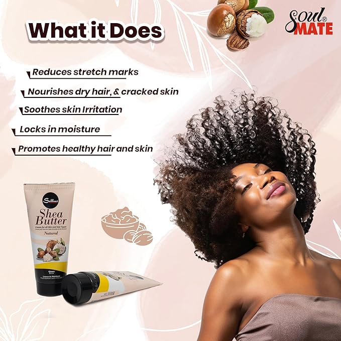 SOUL MATE Shea Butter Infused with Natural Plant Extracts| Moisturizer with Coconut Oil & Olive Oil for Skin & Hair | Body Butter for Deep Hydration