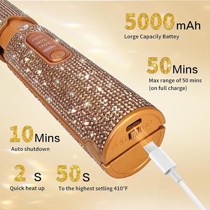 Cordless Hair Straightener, Portable Straightener 2 in 1 for Hair Straightening and Curling,5000mAh Mini Travel Hair Straightener,Fast Heating Titanium Flat Iron, 210°C/410°F Within Seconds (Libre)