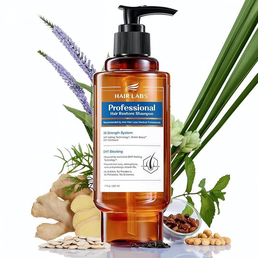 Professional Strength Hair Restore Shampoo for Men, DHT Blocker for Hair Loss and Thinning Hair, Biotin Shampoo Infused with Rosemary Oil for Hair Growth, Sulfate-Free, Color-Safe, 7 Fl Oz