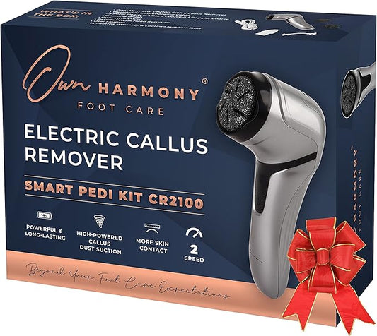 Electric Foot Callus Remover with Vacuum - Own Harmony Professional Pedicure Tools Kit for Powerful Pedi Feet Care Vac, Electronic Foot File CR2100, Best for Hard, Dry, Cracked, Dead Skin (3 Rollers)
