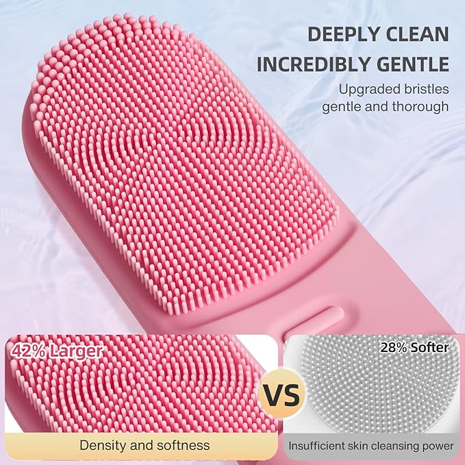 FACE Scrubber Electric Face Brush with Heated, Makeup Remover Cleansing Exfoliating and Massaging,3 Modes Waterproof Rechargeable Portable Facial Brush Facial Scrubber for Woman & Men(Mist Rose Pink)