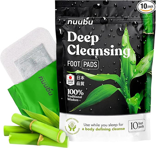 Nuubu Deep Cleansing Foot Pads - Natural Herbal Patches for Foot Care, Premium Japanese Organic Natural Ingredients - Bamboo Vinegar & Tourmaline (Pack of 1 | 10 Pc)