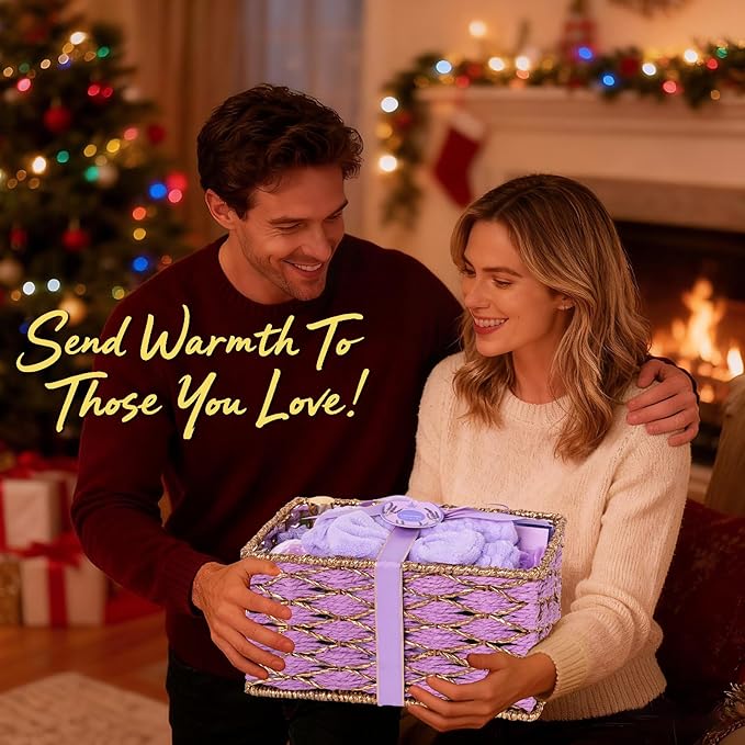 35 Pcs Christmas Gifts for Women, Lavender Bath and Body Gift Basket, Facial Skin Care Set, Spa Kit, Self-Care Set, Face Sheet Mask, Necklace, Birthday Present, Valentines, Mother Day, Bridal Shower