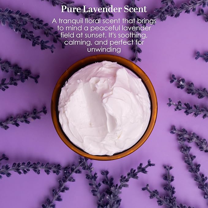 Lavender Body Butter with Shea Butter, Jojoba & Lavender Essential Oil - Natural Lotion for Women, Non-Greasy Moisturizer for Dry Skin, Whipped Body Cream