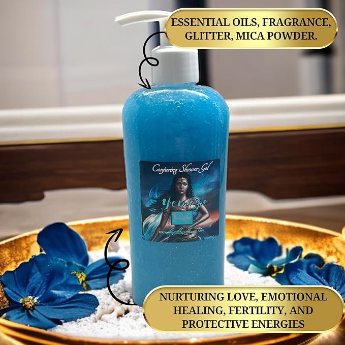 Yemaya Shower Gel – Handmade 8 oz Altar-Charged Body Wash for Divine Feminine Energy, Protection & Healing – Inspired by African Orisha, Santería & Ifá Traditions