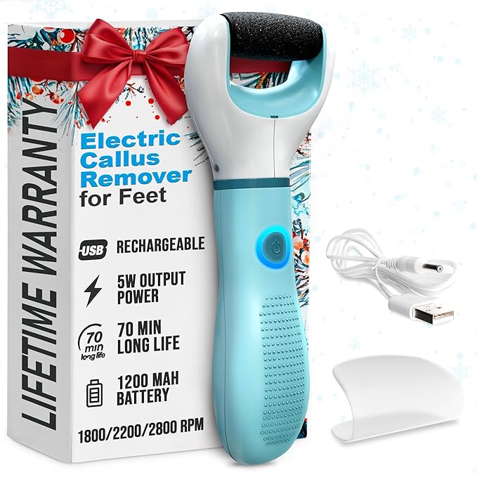 USB Rechargeable Electric Foot Callus Remover Tool – 3-Speed Foot Sanders for Feet (1800/2200/2800 RPM) with Replaceable Roller | 1200mAh, 70 Min Runtime – Pedicure Tools for Feet Smoothing