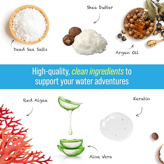 TRIHARD Kids Chlorine Hair and Body Protection Essentials for Swimmers | 3-in-1 Shampoo, Conditioner, & Body Wash for Children’s Sensitive Skin & Hair Pre and Post Pool or Ocean