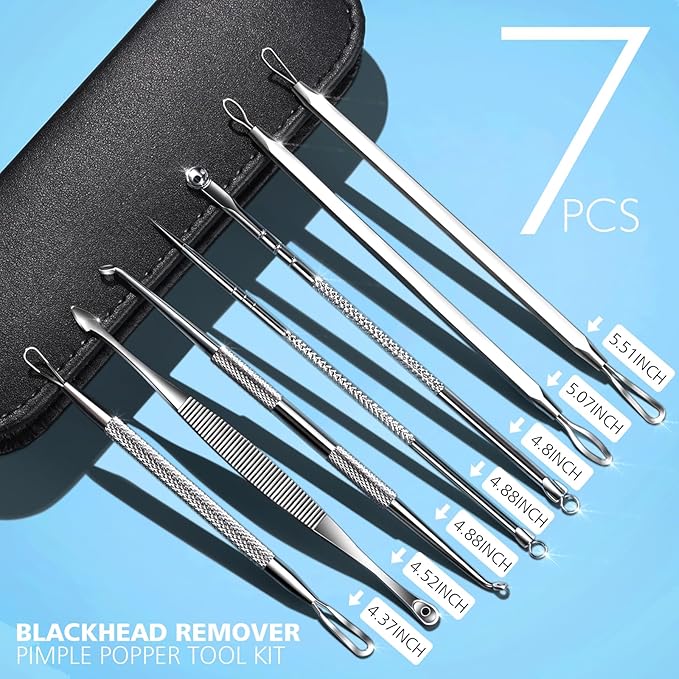 Teenitor 7 in 1 Pimple Popper Tool Kit - Blackhead Remover, Pimple Extractor, Comedone Extractor for Face