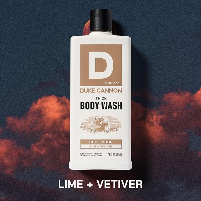 Duke Cannon Thick High Viscosity Body Wash - Buck Moon, 17.5 oz, Vetiver & Oakmoss Scent, Mineral Enriched, Paraben & Sulfate Free (3 Pack)