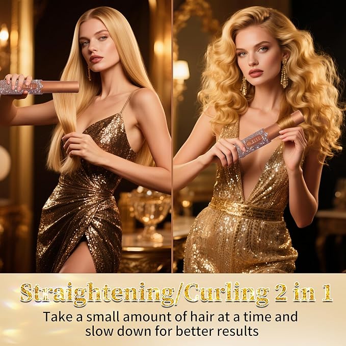 Cordless Hair Straightener, Portable Straightener 2 in 1 for Hair Straightening and Curling,5000mAh Mini Travel Hair Straightener,Fast Heating Titanium Flat Iron, 210°C/410°F Within Seconds (Libre)