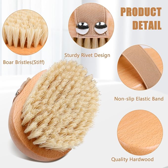 OWIIZI Dry Brushing Body Brush with Soft Vegan Bristles Antiskid Wooden Exfoliator Bath Scrubber for Wet or Dry Exfoliating,Body Scrub Deep Cleanse