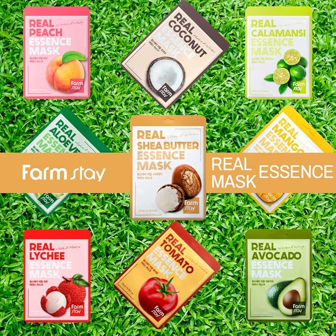 FARMSTAY] Real Essence Mask(10 Sheets) - SHEABUTTER | Korean Skin Care Mask Sheet