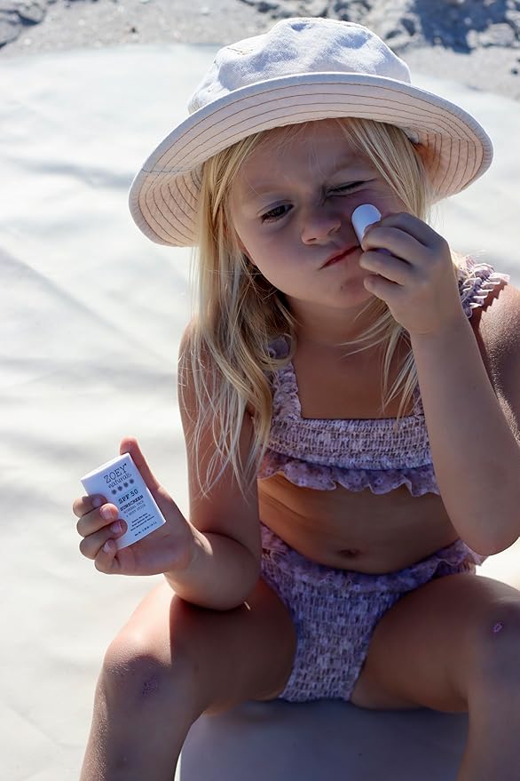 Zoey Naturals SPF 50 Mineral Sunscreen Stick for Babies & Kids - Safe Sunblock Moisturizer for Body & Face - with Rose Hips Oil, Zinc Oxide, Cruelty Free and Reef Safe, Made in USA