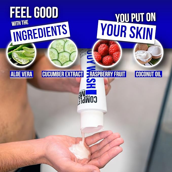 Hydrating Shower Gel for Men: Sulfate-Free Mens Body Wash, Natural Shower Gel - Moisturizing Body Wash for All Skin Types, Soap & Body Cleansers, Bath Gel for Dry Skin