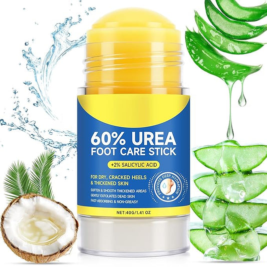 60% Urea Foot Care Stick with 2% Salicylic Acid, Urea Foot Cream for Cracked Heel Repair & Callus Remover, Dry Feet, Elbows, Knees, Hands, Moisturise & Soften Skin (40G)