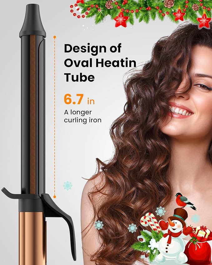1.25 inch Long Barrel Curling Iron,Extra-Long Curling Wand with 8 Heat Settings,Mescomb Curling Iron for Smooth Lasting Styling,Suitable for All Hair Type,Dual Voltage Damage Christmas Gifts for Women