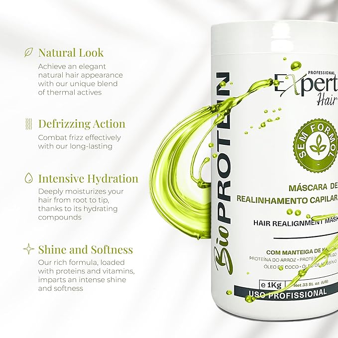 Bio Protein Botox Hair Treatment - Formaldehyde-Free Straightening, Anti-Frizz Keratin with Organic Keratin for Sleek Hair, 1kg