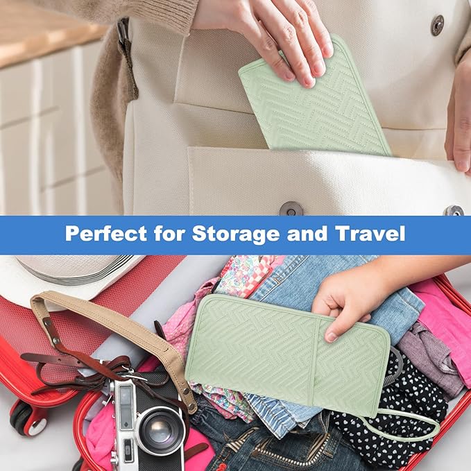 SITHON Hot Iron Holder & Mat, Heat Resistant Hair Tools Travel Bag Portable Hot Tools Organizer Cover Pouch for Curling Irons, Flat Irons, Hair Straightener and Styling Tools (Bag Only) (Green)