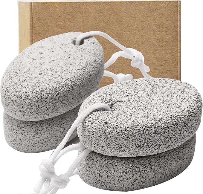 4-Pack Natural Pumice Stone for Feet, Borogo Lava Pedicure Tools Hard Skin Callus Remover for Feet and Hands - Natural Foot File Exfoliation to Remove Dead Skin, Heels, Elbows, Hands