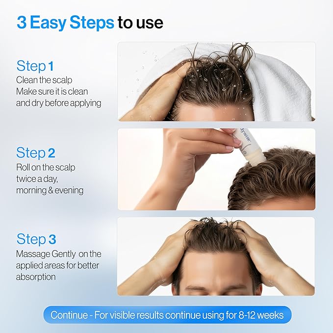 Be Bodywise Rosemary Hair Growth Serum Roll On 50 ml – 3% Rosemary, 3% Redensyl & 2% Anagain | DHT-Blocking Scalp Serum Boosts Oxygen Flow, Reduces Hair Fall | Paraben/Sulfate-Free | Women & Men